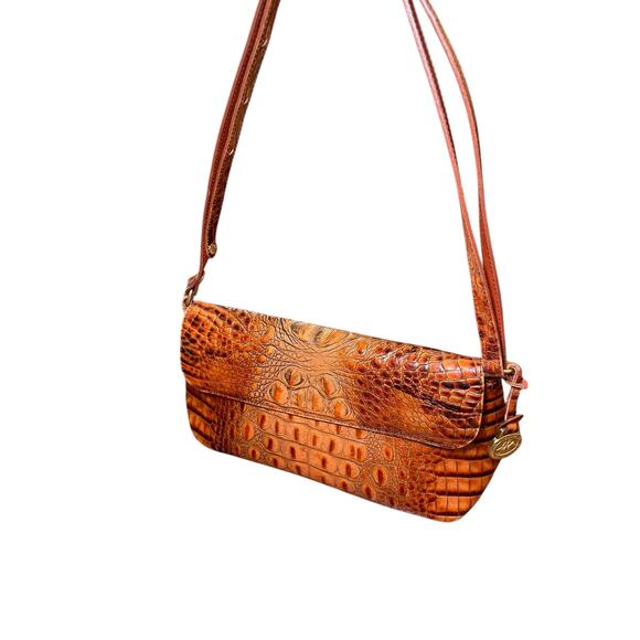 Brahmin Crocodile Embossed Daria Ombre Y2K Baguette Shoulder Bag - Picture 1 of 13